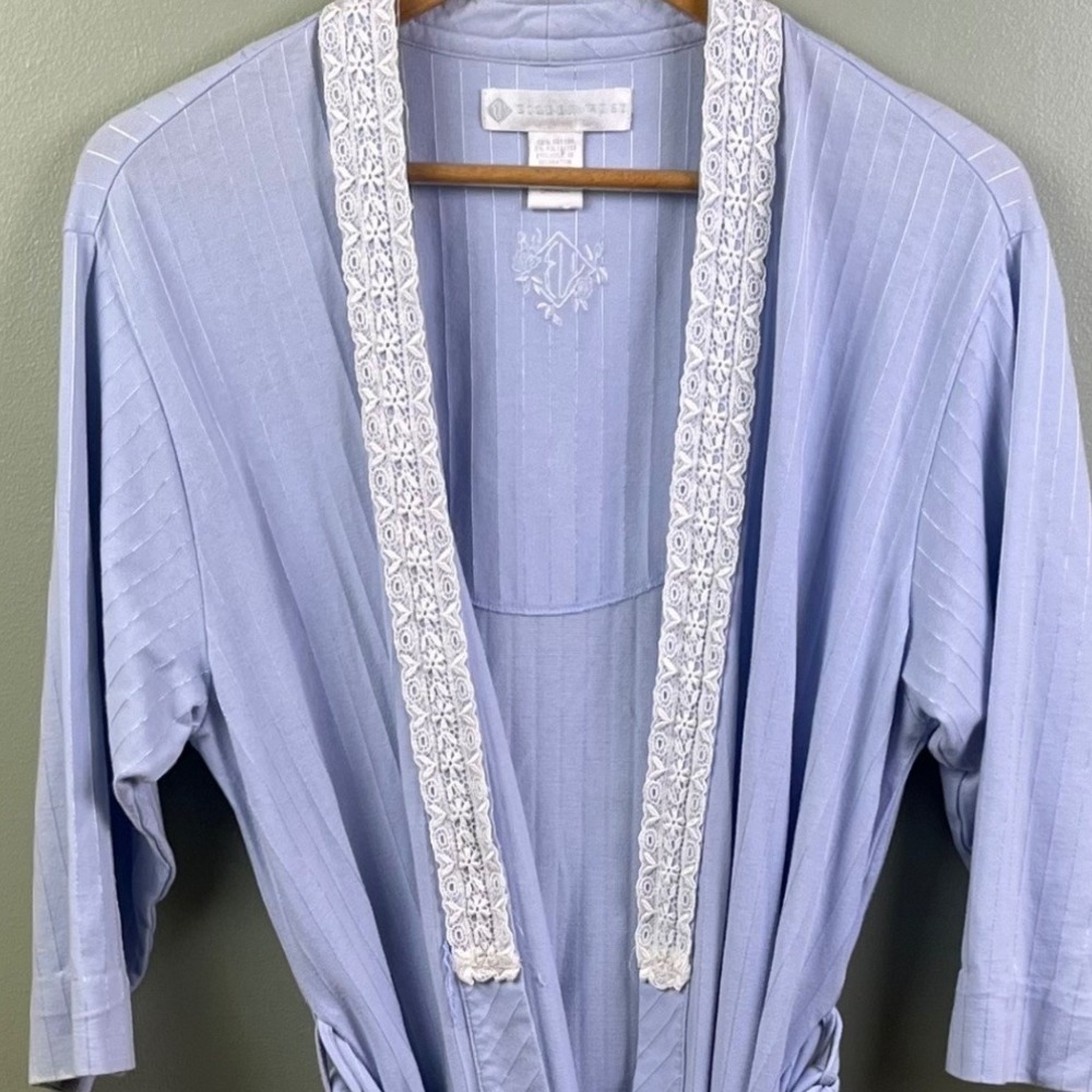 Eileen‎ West Periwinkle Lace Trim Open Kimono Robe Sleepwear Lounge Small READ - Picture 2 of 6